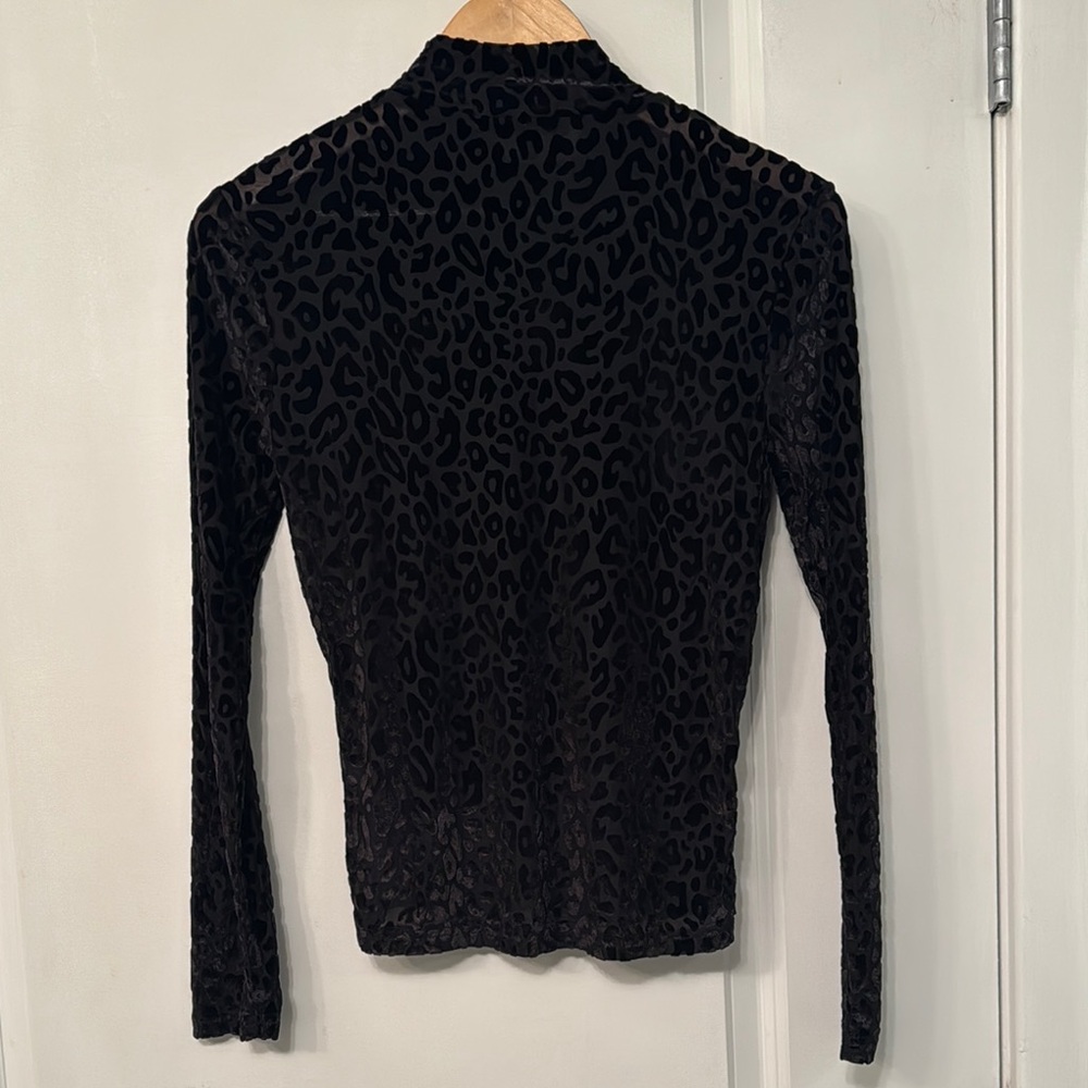 FORE Black Leopard Print Mock Neck Top - Picture 2 of 4